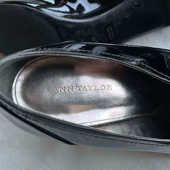 Ann Taylor Pointy Toe Oxford Black Patented Leather Heels 8.5 - Picture 10 of 11